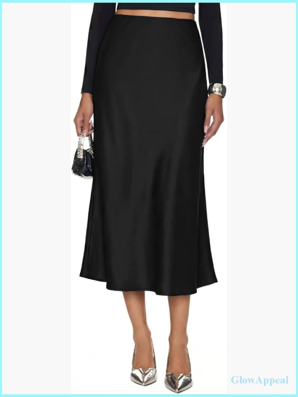 Silk Satin Midi Skirt Elastic High Waisted A-Line Leopard Print Long Skirt